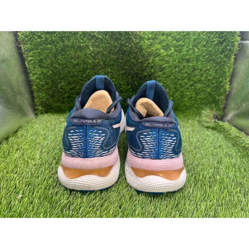 Asics Gel-Nimbus 24 1012B201 Athletic Sneaker Womens 10.5 Blue Mesh Training Gym